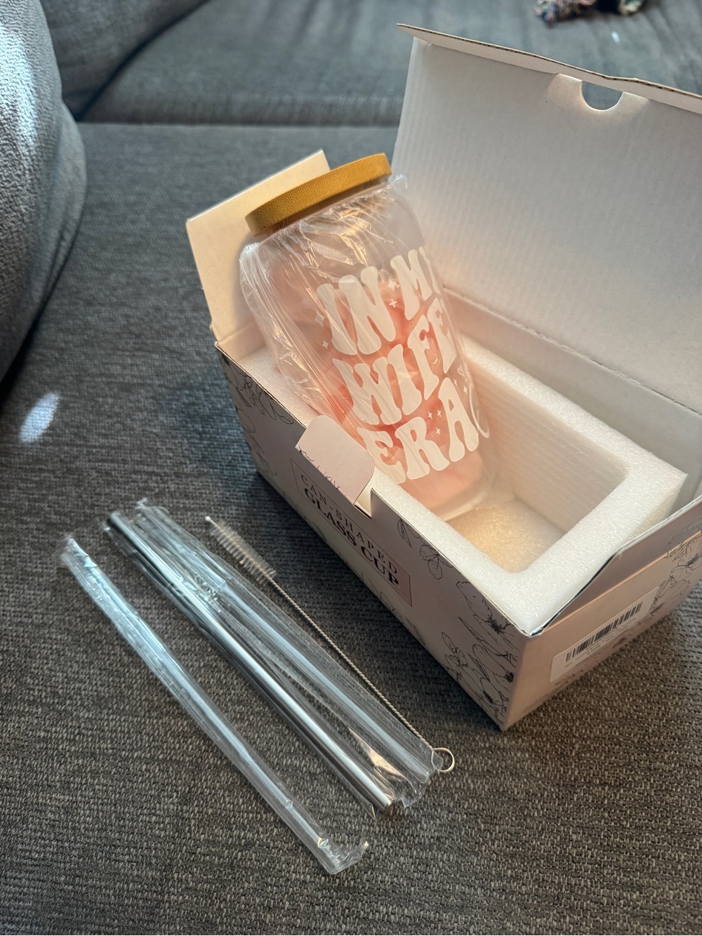 Clear Glass Drink Tumbler with Bamboo/Wood Lid - “In My Wifey Era 💍 “